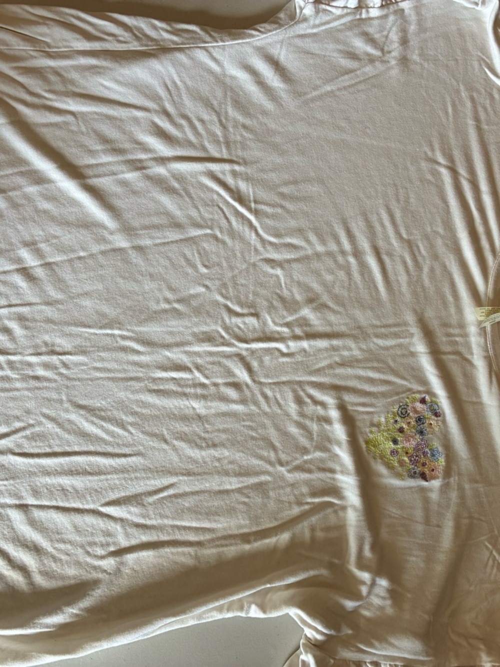 Matilda Jane Cream Short Sleeve Tee with Floral Embroidery